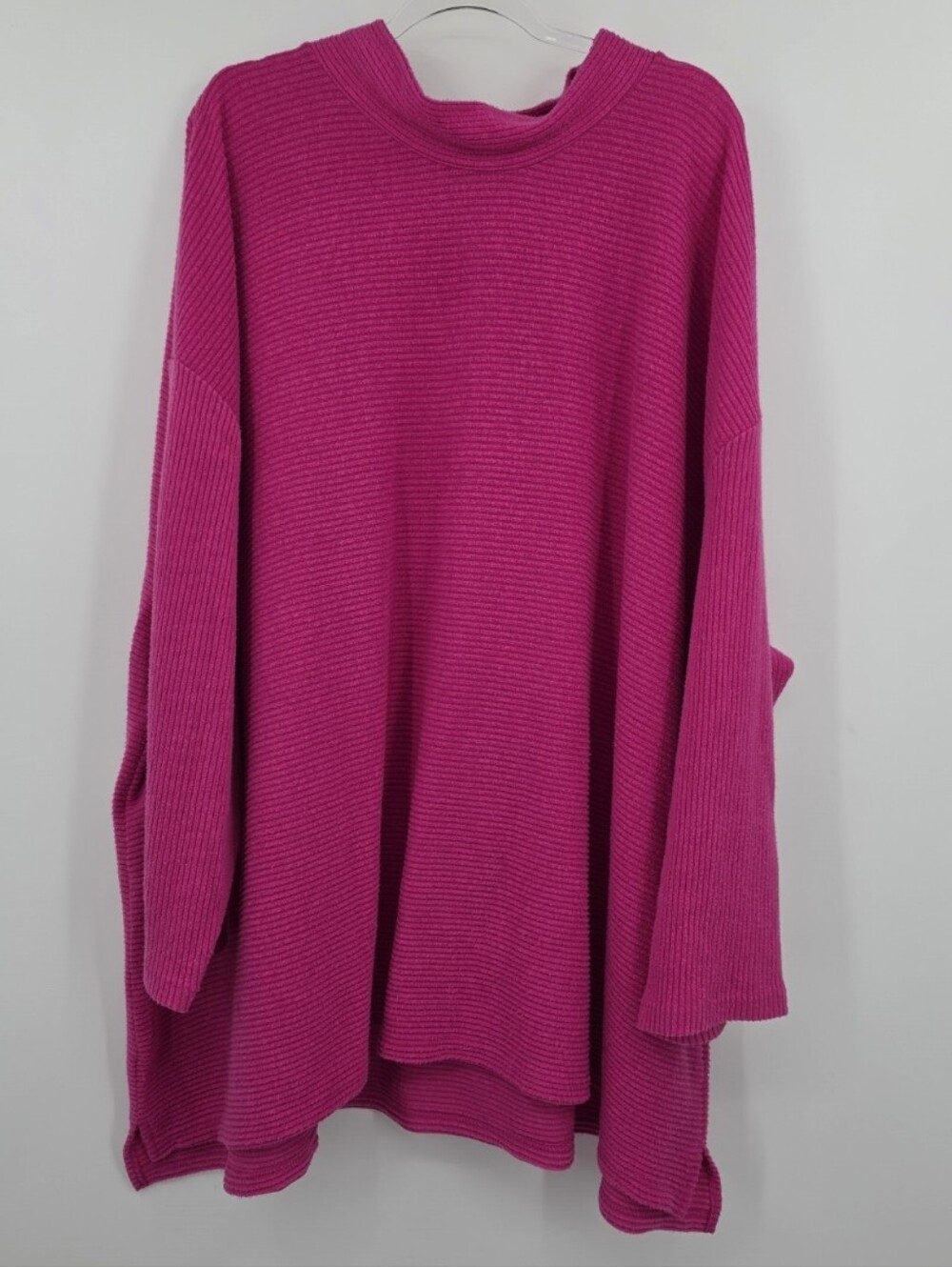 Lane Bryant Activewear Long Sleeve Ribbed Tunic Sweater 34 36 Hot Pink Mockneck